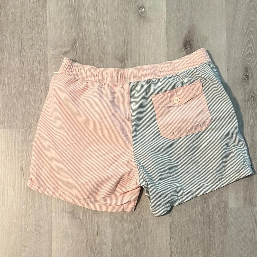 J. Crew Men's Dual-Tone Striped Shorts - Pink and‎ Green